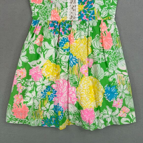 Lilly Pulitzer Dress Womens 0 Bright Colorful Hibiscus Stroll Raegan Lace Resort - Picture 4 of 16